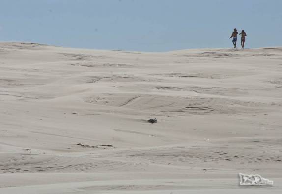 O João e a Bruna vão explorar as dunas da Praia da Galheta, Farol de Santa Marta, litoral sul de Santa Catarina